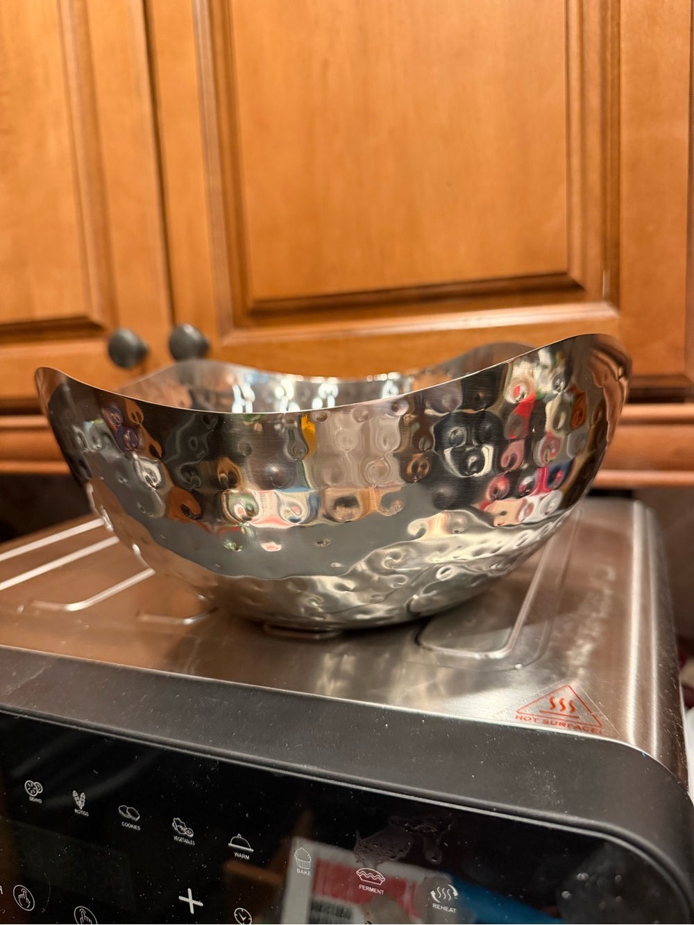 ezra Hammered Stainless Steel Serving Bowl - Silver